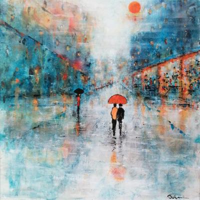 Anita Voloir Les Parapluies En Couleur 50x50 Acrylique