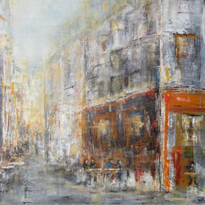 Anita Voloir Quartier Du Marais A Paris 70x50 Acrylique