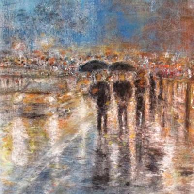 Anita Voloir Soir De Pluie Its Raining 60x80 Mixte Sous Verre