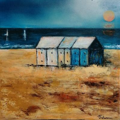 Anita Voloir Les Cabanes 30x30 Acrylique